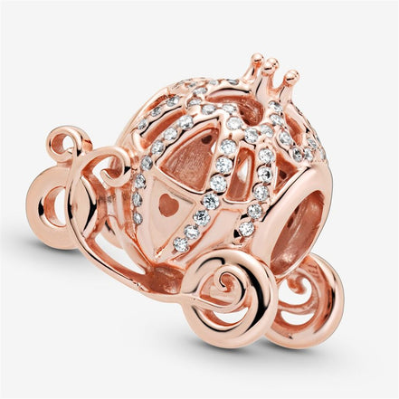 Pandora Disney 14K Rose Gold Plated Cinderella Sparkling Carriage Charm