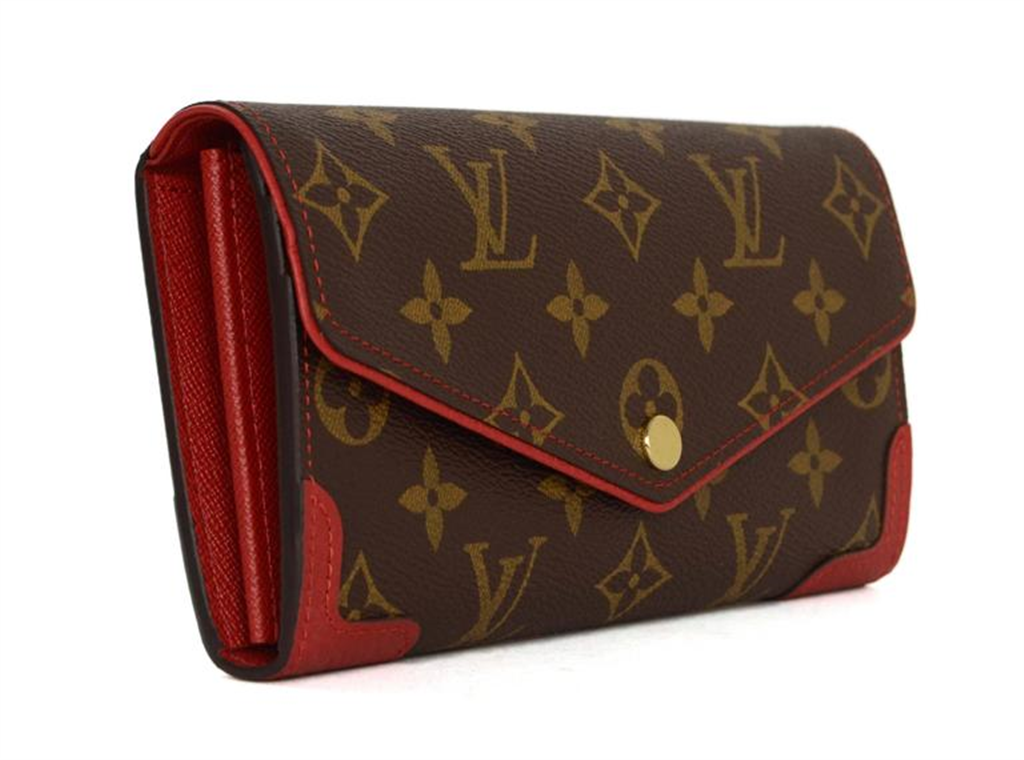 Gently Loved Louis Vuitton Sarah Retiro Monogram Wallet With Red Trim