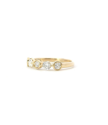 14K Yellow Gold Diamond Alternating Bezel Fashion Ring