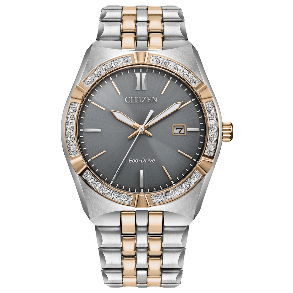 Citizen Eco-Drive Corso Diamond Gray Dial Two-Tone Stainless Steel Bracelet Watch