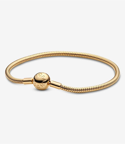 Pandora Moments Round Clasp Snake Chain Bracelet Size 21