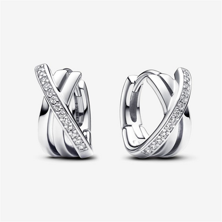 Pandora Signature Crossover Pavé Hoop Earrings