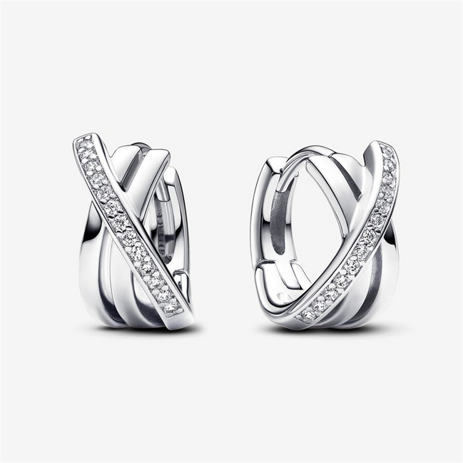 Pandora Signature Crossover Pavé Hoop Earrings