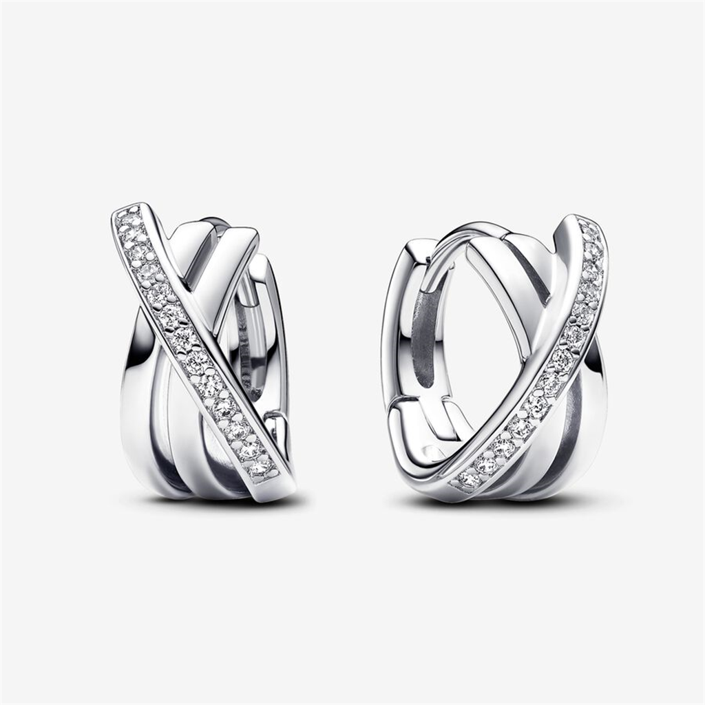 Pandora Signature Crossover Pavé Hoop Earrings