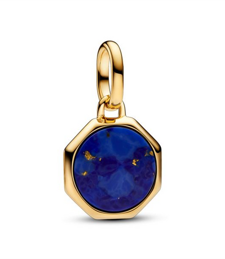 Pandora ME/Moments Blue Engravable Gold-Plated Mini Medallion Charm