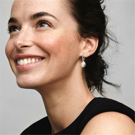 Pandora Essence Treated Freshwater Cultured Baroque Pearl Hoop Earrings