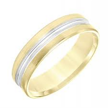 Men's 14K Two Toned Beveled Edge Wedding Band