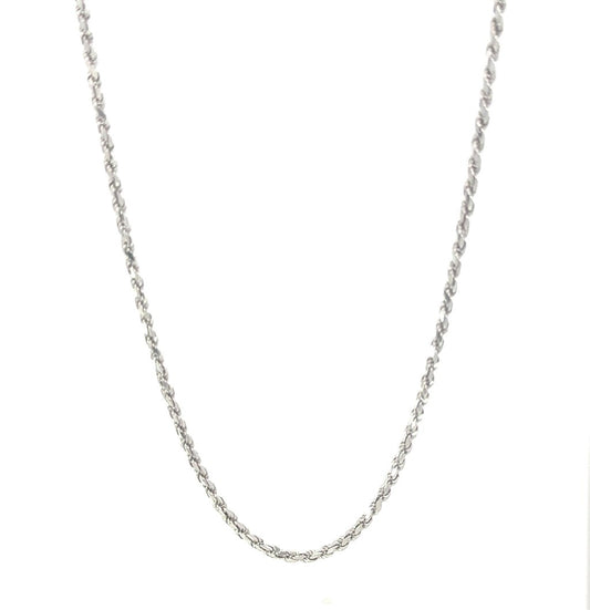 14K White Gold Diamond Cut Rope Chain 24"