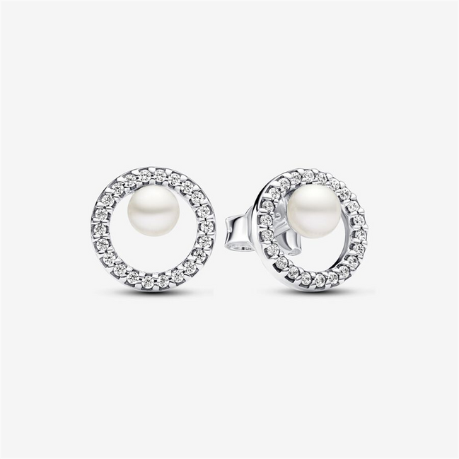 Pandora Timeless Treated Freshwater Cultured Pearl & Pavé Halo Stud Earrings