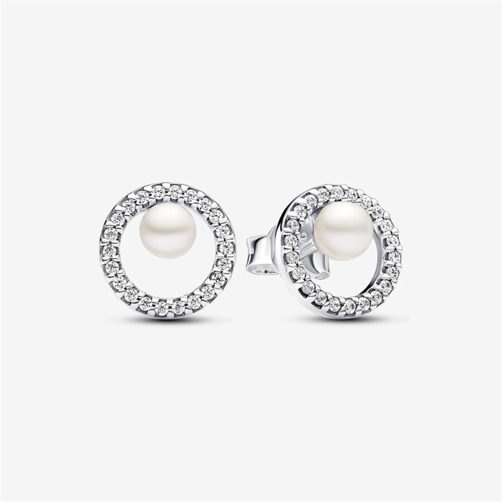 Pandora Timeless Treated Freshwater Cultured Pearl & Pavé Halo Stud Earrings