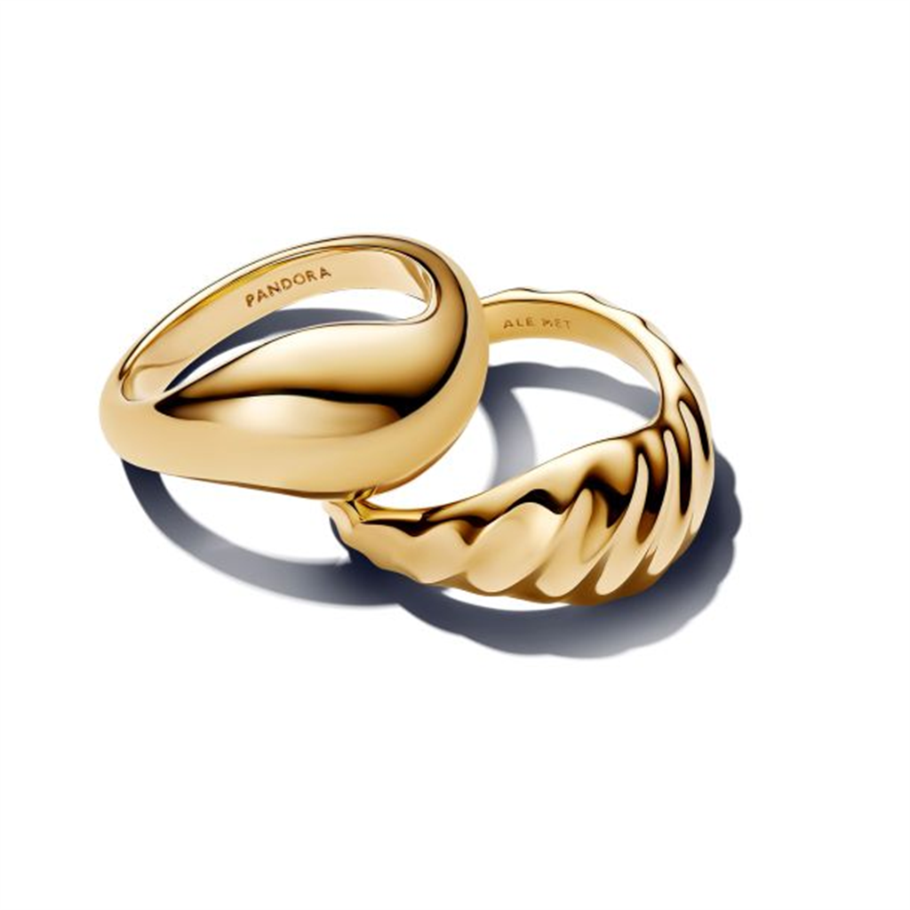 Pandora Essence Rippled Gold-Plated Stacking Rings Size 7
