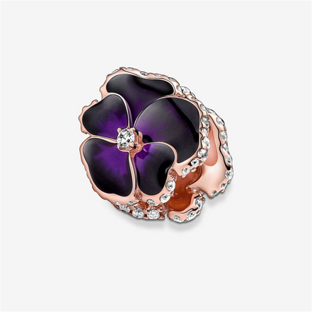 Pandora Moments Deep Purple Pansy Flower Charm