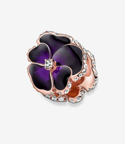 Pandora Moments Deep Purple Pansy Flower Charm