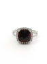 14K White Gold Diamond & Garnet Cushion Cut Fashion Ring