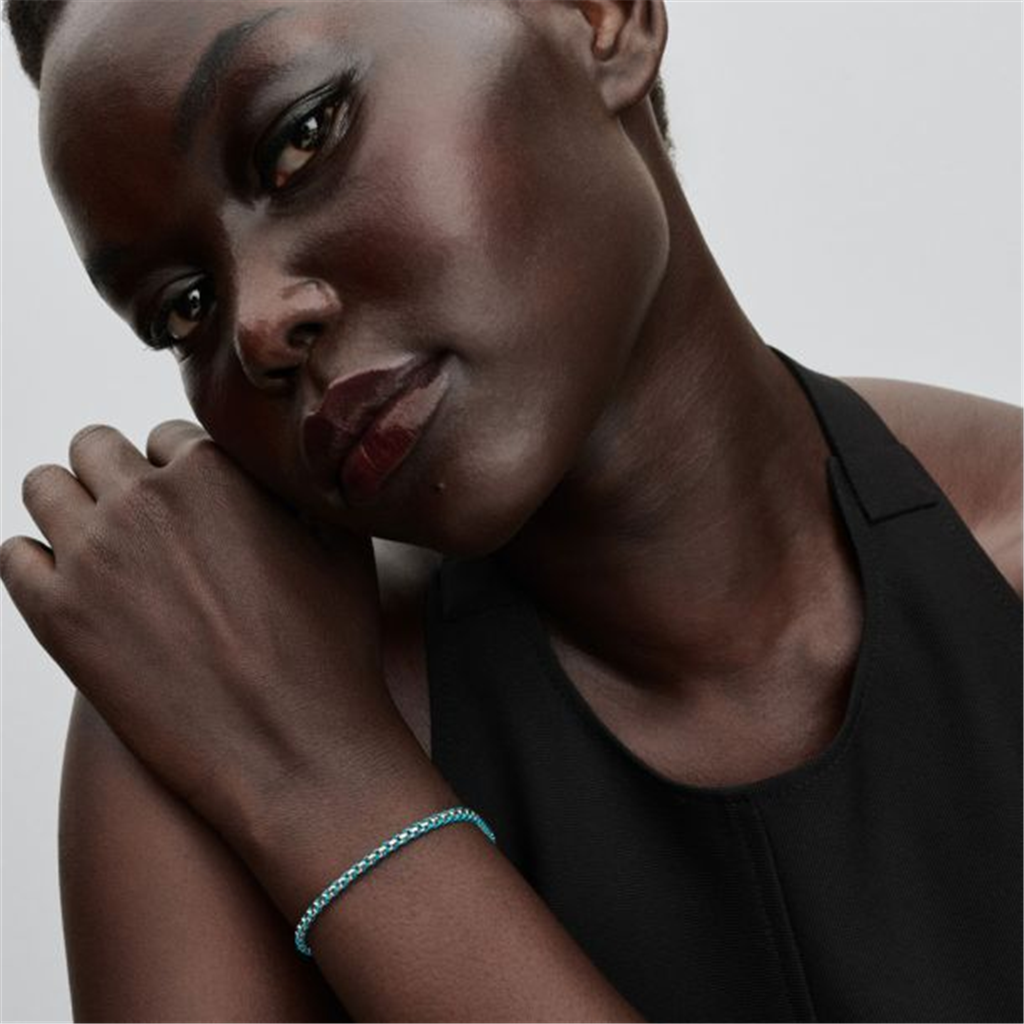 Pandora Moments Blue Cord Snake Chain Bracelet Size 20