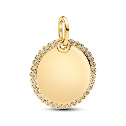 Pandora Engravable Round Tag Gold-Plated Pendant