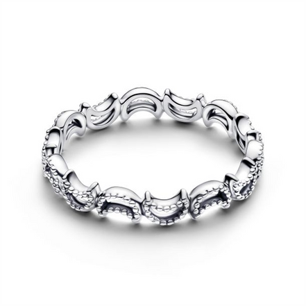 Pandora Beaded Crescent Moon Ring Size 7.5