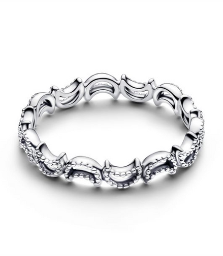 Pandora Beaded Crescent Moon Ring Size 7.5