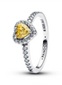 Pandora Sparkling Yellow Elevated Heart Ring Size 6