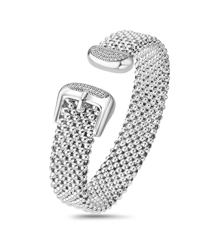 Phillip Gavriel Silver And 0.24 CTW Diamond Popcorn Buckle Cuff Bracelet