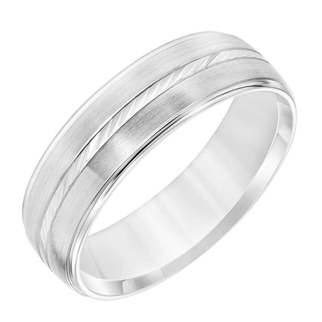 Fredrick Goldman 14K White Gold Swiss Cut Center Track Wedding Band