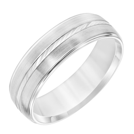 Fredrick Goldman 14K White Gold Swiss Cut Center Track Wedding Band