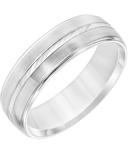 Fredrick Goldman 14K White Gold Swiss Cut Center Track Wedding Band Size 10