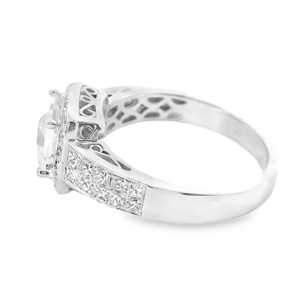 18k White Gold .79 cttw Diamond Semimount Engagement Ring