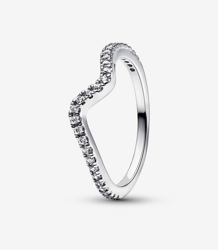 Pandora Timeless Sparkling Wave Ring Size 6