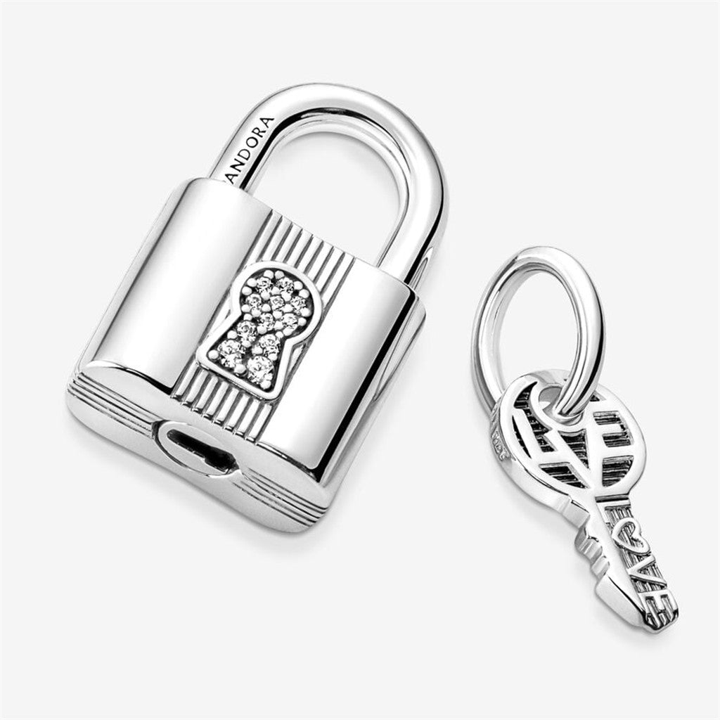 Pandora Moments Engraveable Padlock and Key Dangle Charm
