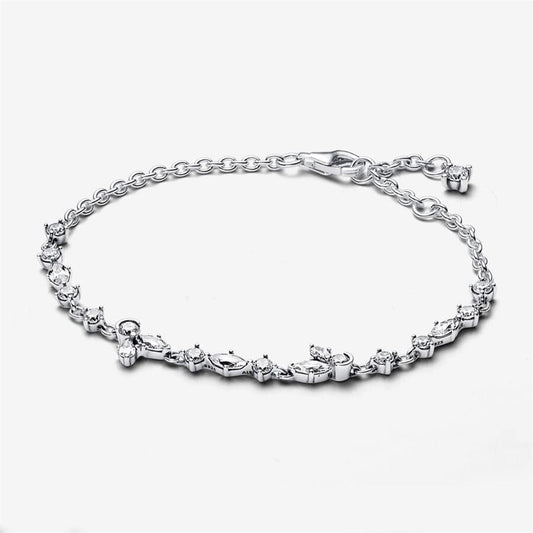 Pandora Timeless Sparkling Herbarium Cluster Chain Bracelet Size 18