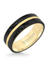 Triton 14K Yellow Gold Flat Edge Forged Carbon Contemporary Wedding Band