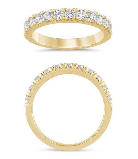 14K Yellow Gold 0.75 CTW Diamond French Pave' Set Half Eternity Band