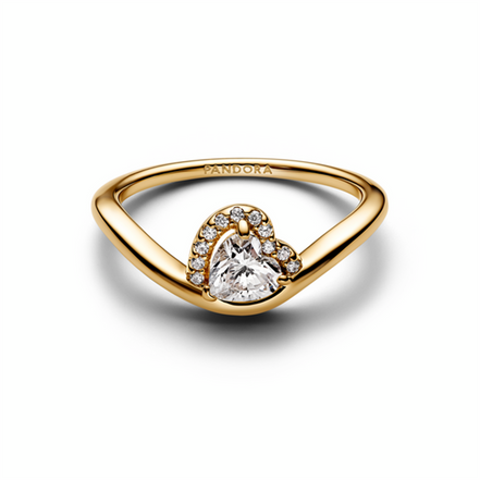 Pandora Timeless Gold Plated Wavy Heart Ring Size 6