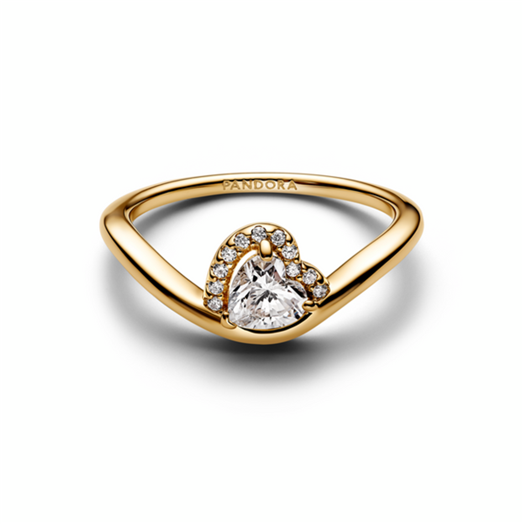 Pandora Timeless Gold Plated Wavy Heart Ring Size 6