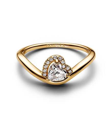 Pandora Timeless Gold Plated Wavy Heart Ring Size 6