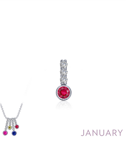 Lafonn 0.17 CTW Simulated Diamond And Garnet January Birthstone Love Pendant