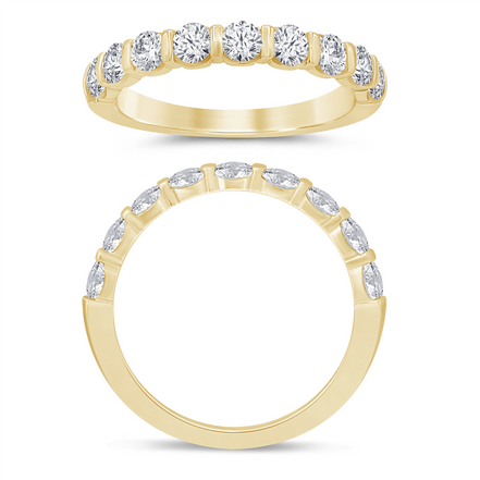 14K Yellow Gold 1 CTW Diamond Bar Set Half Eternity Band