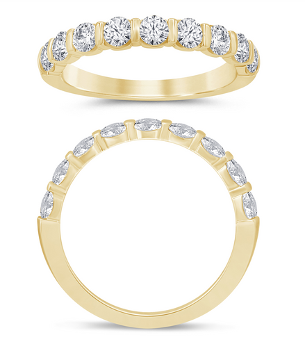 14K Yellow Gold 1 CTW Diamond Bar Set Half Eternity Band