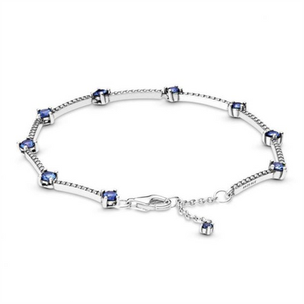 Pandora Timeless Blue Sparkling Pavé Bars Bracelet Size 20