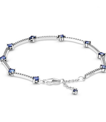 Pandora Timeless Blue Sparkling Pavé Bars Bracelet Size 20