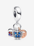 Pandora Moments Two-Tone Rainbow Heart, Butterfly & Peace Triple Dangle Charm