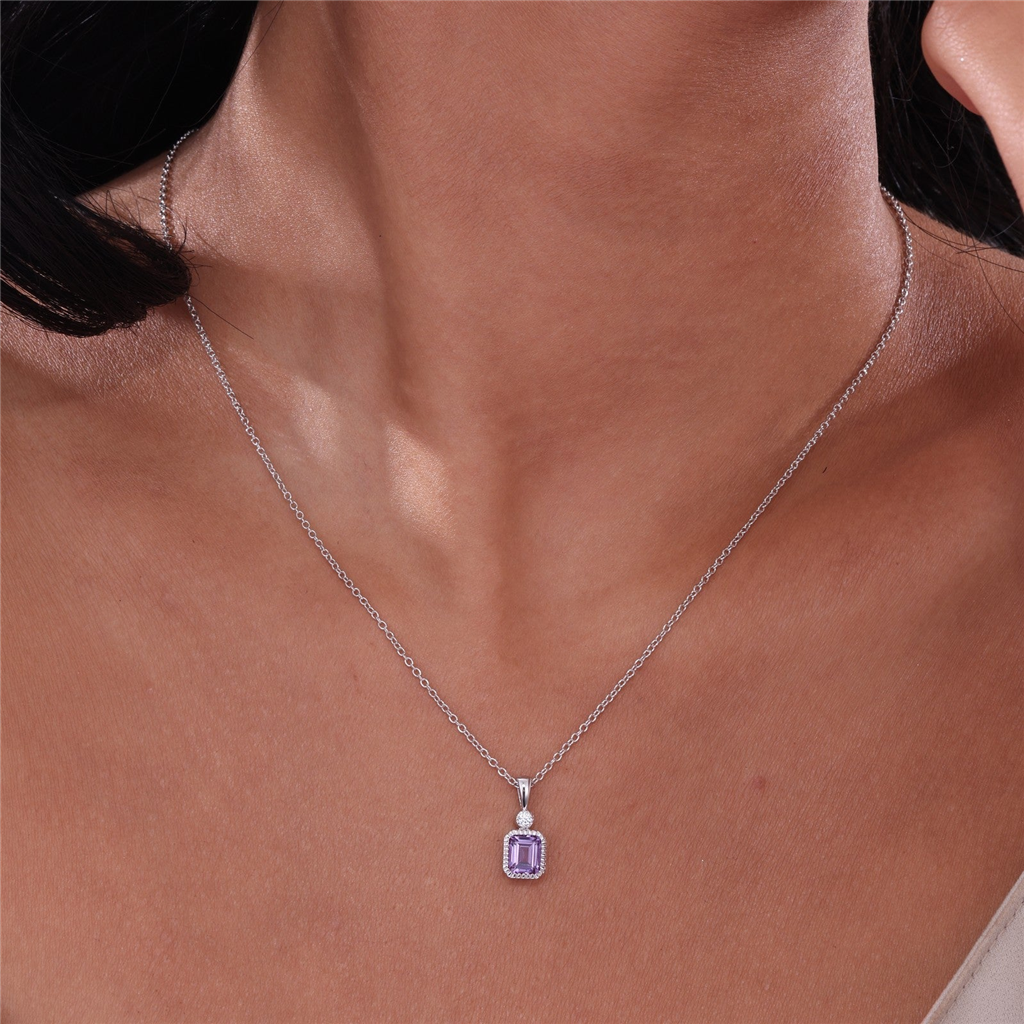 Lafonn 0.91 CTW Simulated Diamond And Simulated Amethyst February Birthstone Necklace