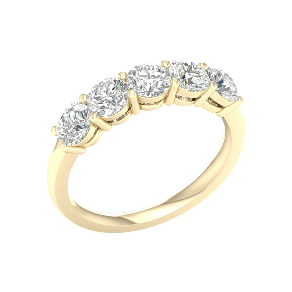 Revelation 14K Gold 1.50 CT Brilliant Round Lab Grown Diamond 5 Stone Band