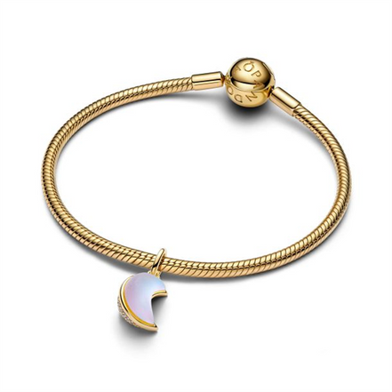 Pandora Sparkling Crescent Moon Gold-Plated Dangle Charm
