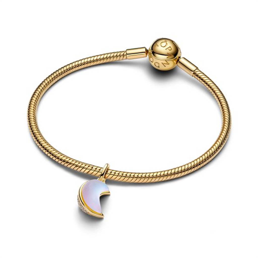 Pandora Sparkling Crescent Moon Gold-Plated Dangle Charm