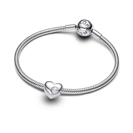 Pandora Engravable Clear Stone Heart Charm