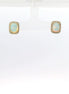 14K Yellow Gold Opal and Diamond Emerald Shaped Earrings