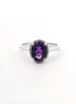 14K White Gold Diamond & Amethyst Oval Shaped Fashion Ring