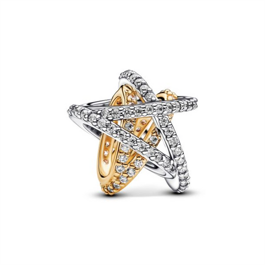 Pandora Moments Two-Tone Sparkling Crossover Star Charm